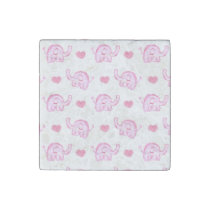 watercolor pink elephants and hearts stone magnet