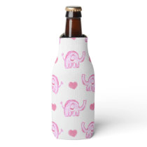 watercolor pink elephants hearts bottle cooler