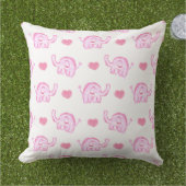 watercolor pink elephants outdoor pillow (Grass)