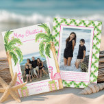 Watercolor Pink Flamingo Beach Christmas Photo Holiday Card<br><div class="desc">PreppyPrint.com - Celebrate the season with a splash of sunshine and tropical cheer—featuring festive pink flamingos in watercolor,  ready to bring warm Christmas vibes your way. Transfer this design onto the products of your choice too! Please visit my designer store,  PreppyPrint.com,  for coordinating items.</div>