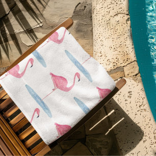 Watercolor Pink Flamingo Beach Towel