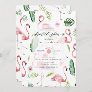 Watercolor Pink Flamingo Bridal Shower Invitation