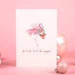 Watercolor Pink Flamingo Florida Beach Christmas Holiday Card<br><div class="desc">This tropical theme holiday card features a replica of my original hand painted watercolor pink flamingo with wreath and bow in shades of tropical colors on a crisp white background. The words FA LA LA LA LA, LA LA MINGO! are set in a modern brush script typography. The inside features...</div>
