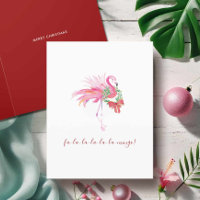 Watercolor Pink Flamingo Florida Beach Christmas