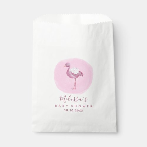 Watercolor Pink Flamingo Girls Baby Shower Cute   Favor Bag