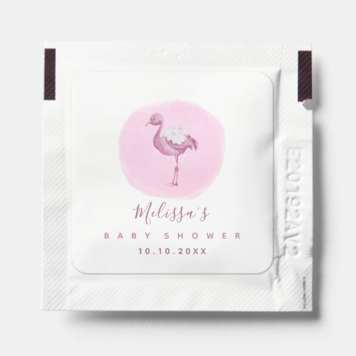 Watercolor Pink Flamingo Girls Baby Shower Cute   Hand Sanitizer Packet