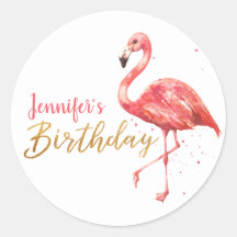 Flamingo party stickers birthday christening baby shower personalised FM3 