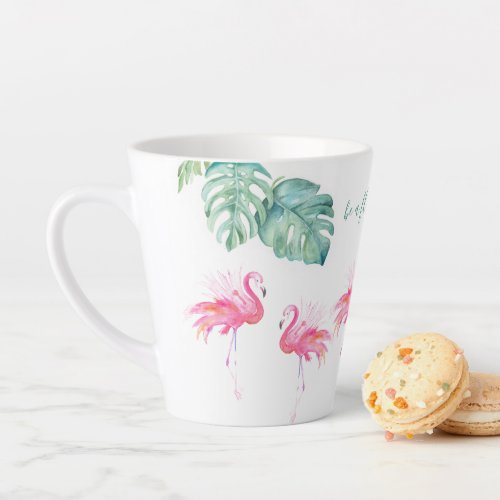 Watercolor Pink Flamingo Latte Mug