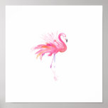 Watercolor Pink Flamingo Original Tropical Art Poster at Zazzle