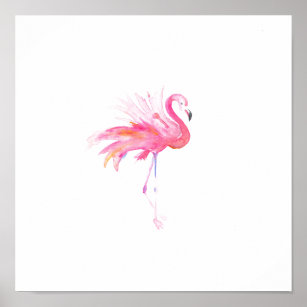 Watercolor Pink Flamingo Original Tropical Art Poster
