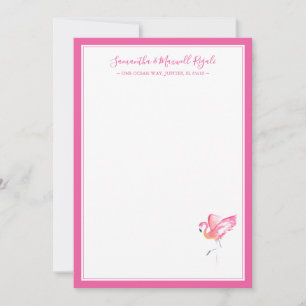 Watercolor Pink Flamingo Personal Stationery Note Card