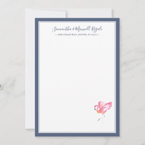 Watercolor Pink Flamingo Personal Stationery Note Card