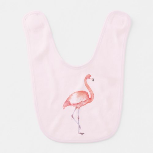 Watercolor Pink Flamingo Personalized Baby Bib