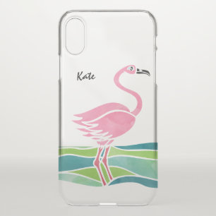 Watercolor Pink Flamingo Personalized Cute Trendy iPhone X Case