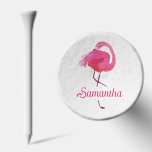 Watercolor Pink Flamingo Personalized Name Golf Tees<br><div class="desc">Watercolor pink flamingo watercolors with a personalized name.</div>