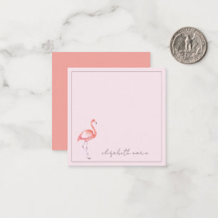 Watercolor Pink Flamingo Personalized Note Card