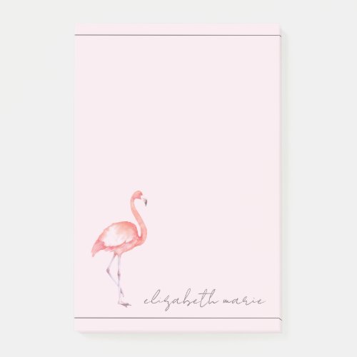 Watercolor Pink Flamingo Personalized Post_it Notes