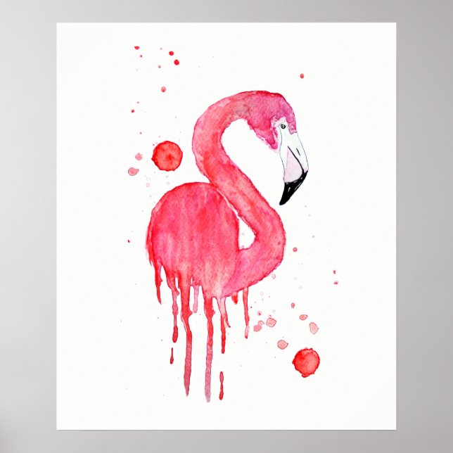 Watercolor Pink Flamingo Poster (Front)