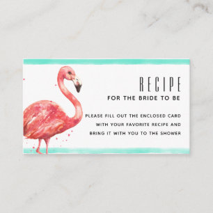 Watercolor Pink Flamingo Recipe for the Bride  Enclosure Card