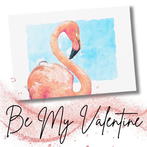 Watercolor Pink Flamingo School Valentines Day Note Card
