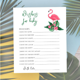 Watercolor pink flamingo - wishes for baby