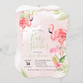 Watercolor Pink Flamingos Baby Shower Invitation (Front/Back)