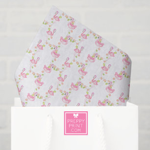 Watercolor Pink Flamingos & Lights Christmas Tissue Paper