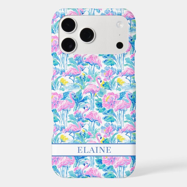 Watercolor Pink Flamingos Monogrammed Case-Mate iPhone Case (Back)