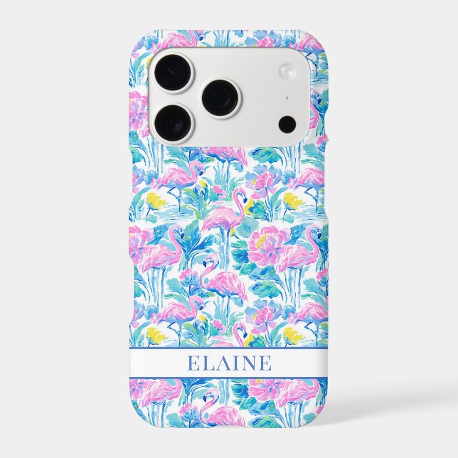 Watercolor Pink Flamingos Monogrammed Case-Mate iPhone Case (Back)