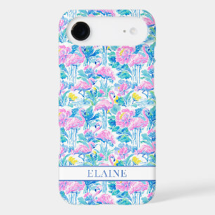 Watercolor Pink Flamingos Monogrammed iPhone 17 Air Case