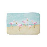 Watercolor Pink Flamingos on the Beach