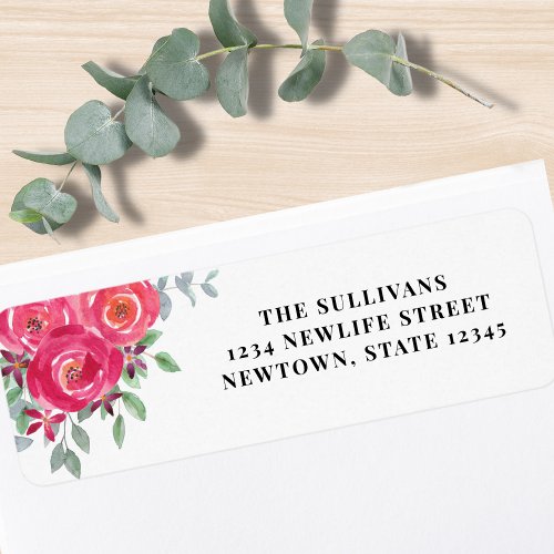 Watercolor Pink Floral Address Label
