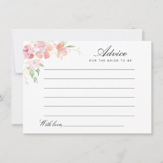 watercolor pink floral advice card