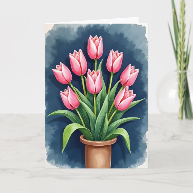 Watercolor Pink Floral Art Card (Front)