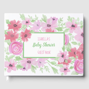 Watercolor Pink Floral Baby Shower Guest Book