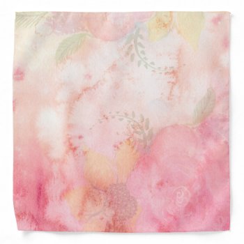 Watercolor Pink Floral Background Bandana by accessoriesstore at Zazzle