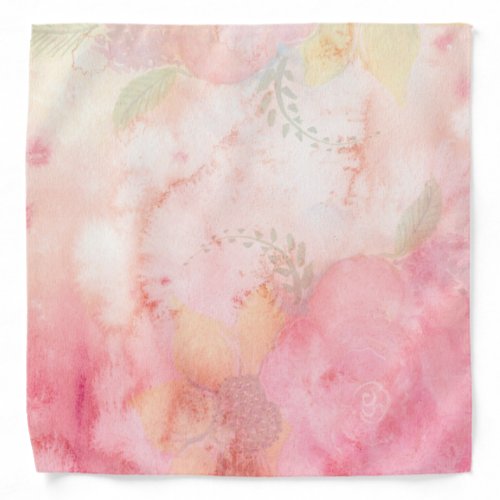 Watercolor Pink Floral Background Bandana