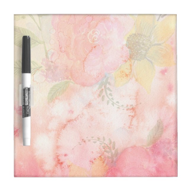 Watercolor Pink Floral Background Dry-Erase Board (Front)