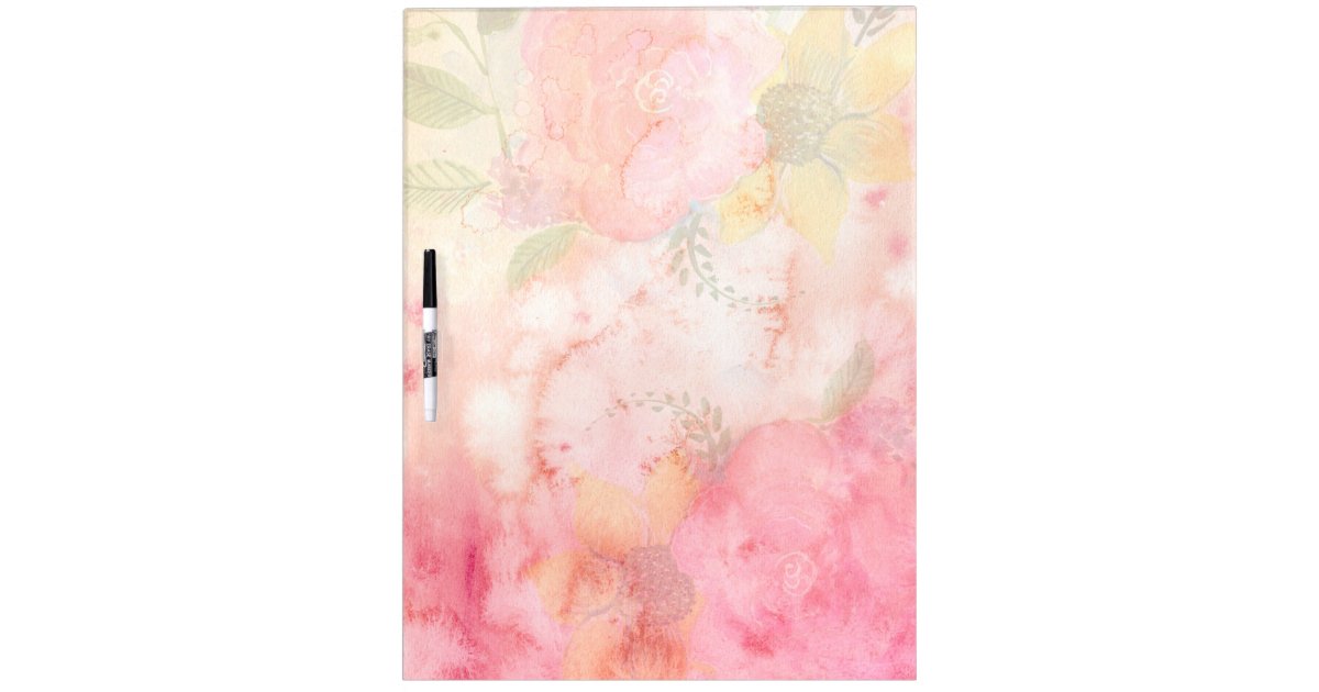 Watercolor Pink Floral Background Dry Erase Board | Zazzle