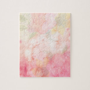 Watercolor Pink Floral Background Jigsaw Puzzle