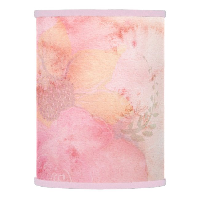 Watercolor Pink Floral Background Lamp Shade (Left)