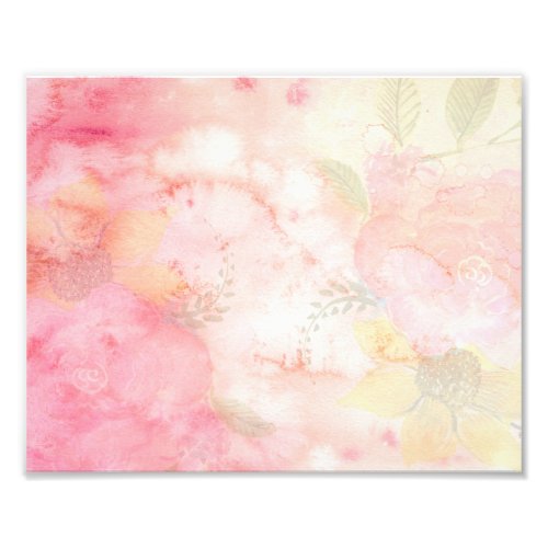 Watercolor Pink Floral Background Photo Print