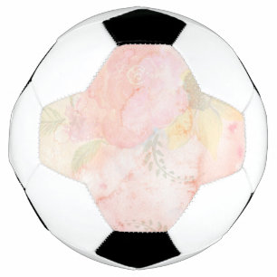Watercolor Pink Floral Background Soccer Ball
