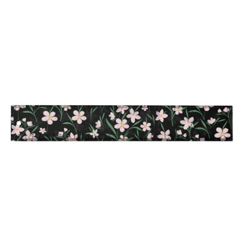 Watercolor Pink Floral Botanical Black Pattern Ruler