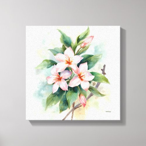 Watercolor Pink Floral Botanical Canvas Print
