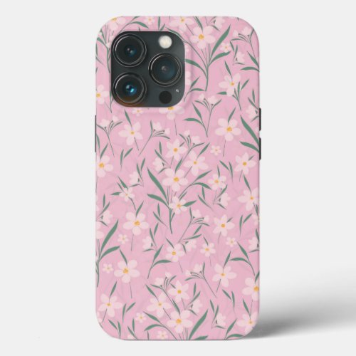 Watercolor Pink Floral Botanical Pale Pink design iPhone 13 Pro Case