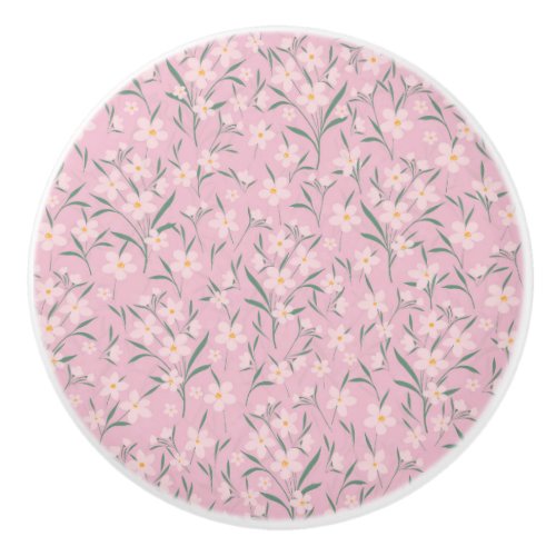 Watercolor Pink Floral Botanical Pale Pink design Ceramic Knob