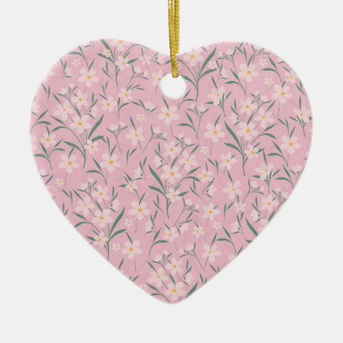 Watercolor Pink Floral Botanical Pale Pink design Ceramic Ornament