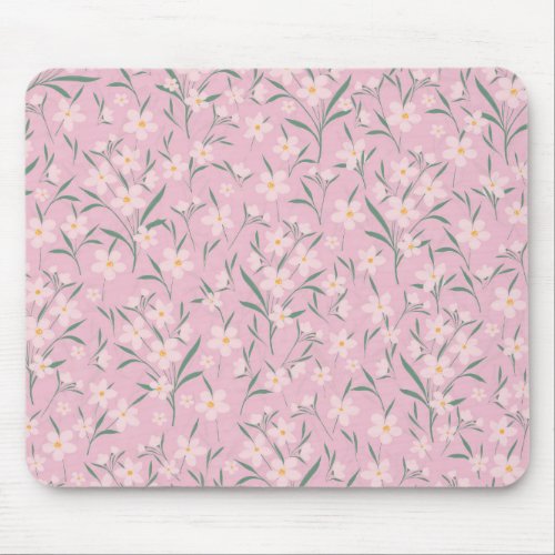 Watercolor Pink Floral Botanical Pale Pink design Mouse Pad