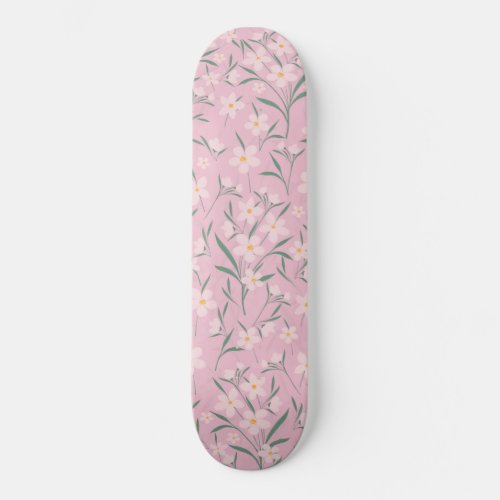 Watercolor Pink Floral Botanical Pale Pink design Skateboard